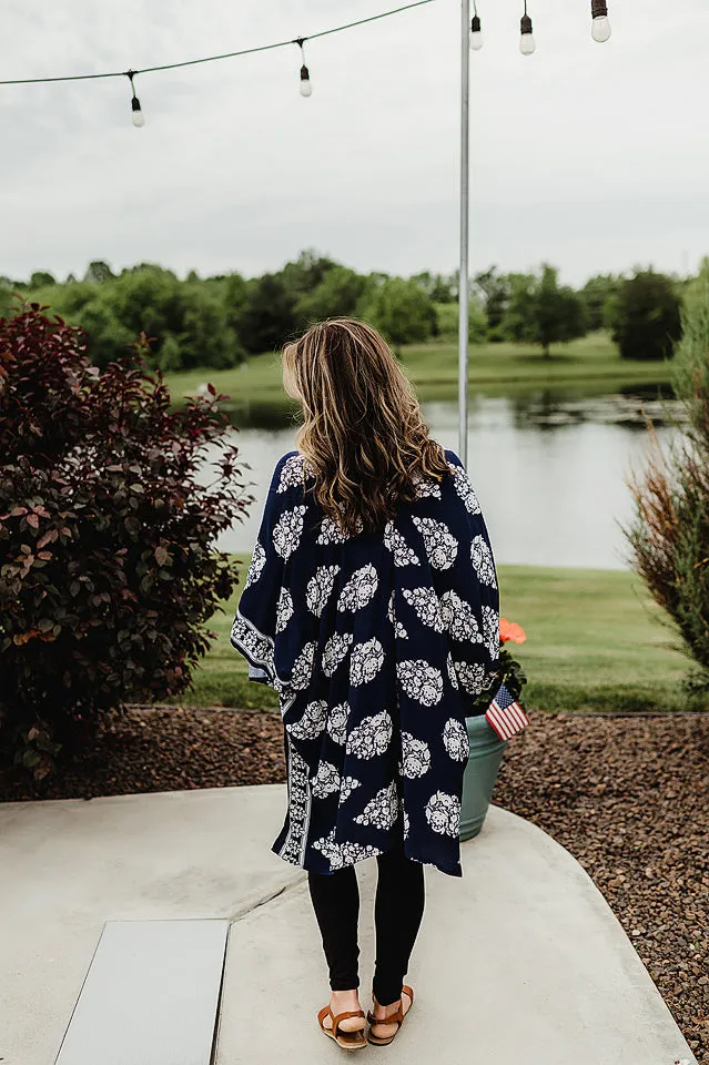 Border Print Kimono