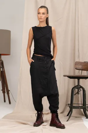 Extravagant Drop Crotch Linen Pants for Women