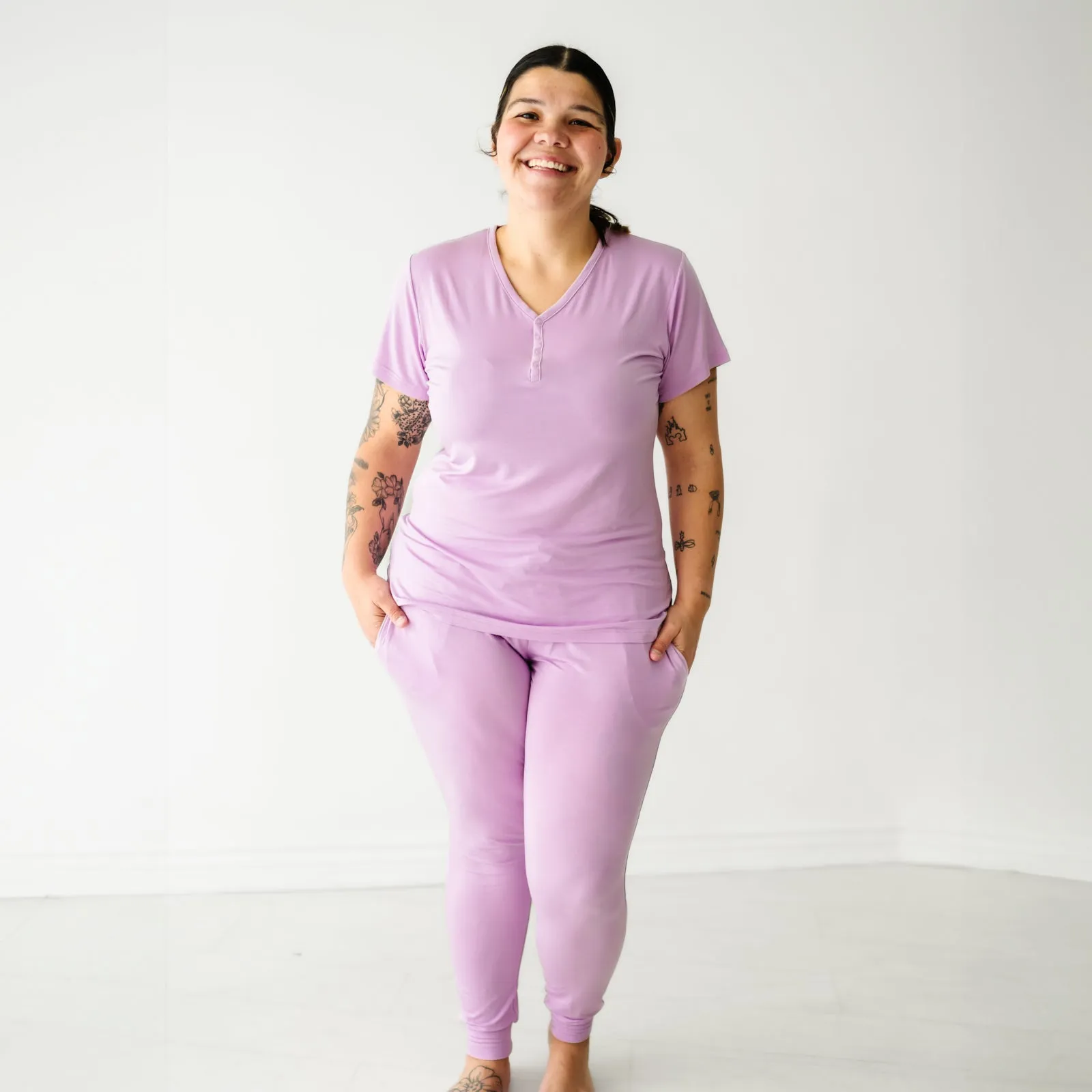 Light Orchid Women's Short Sleeve Pajama Top