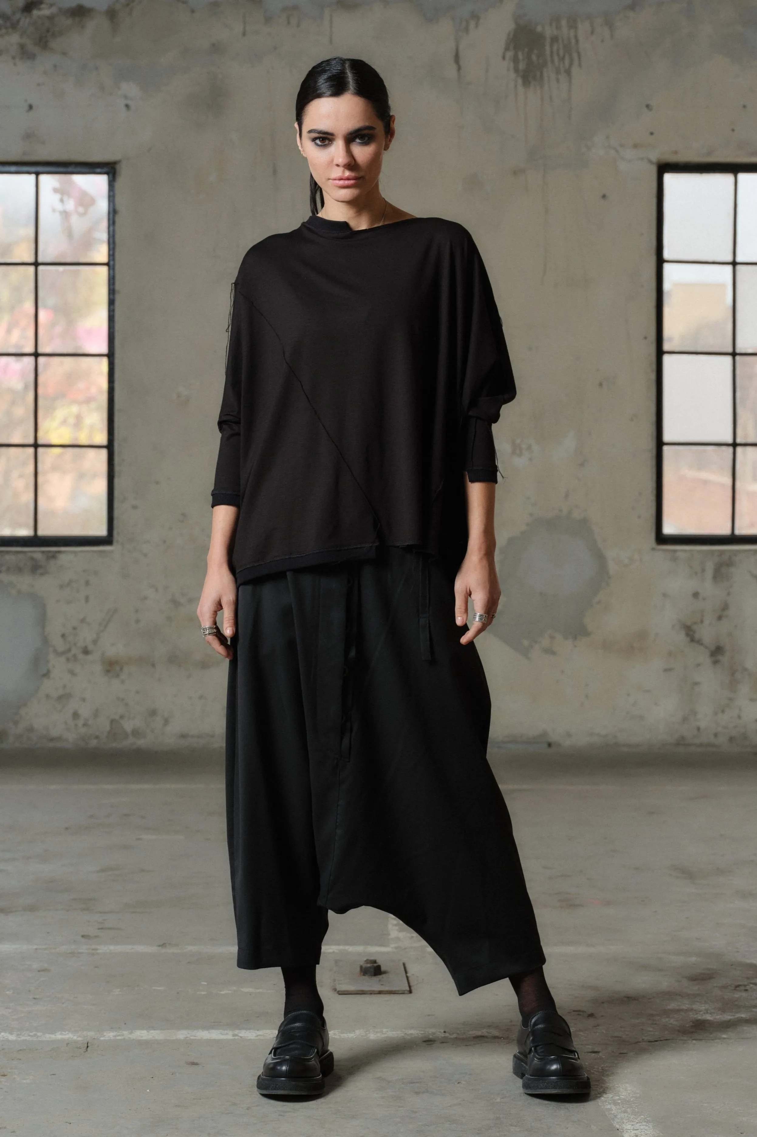 Merino wool drop crotch pants