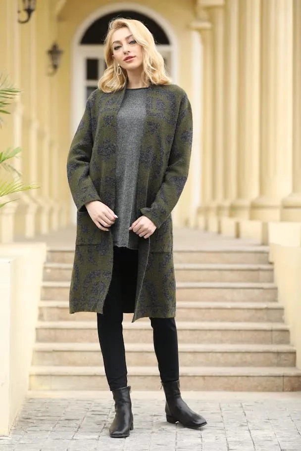 Olive Cozy Open Cardigan